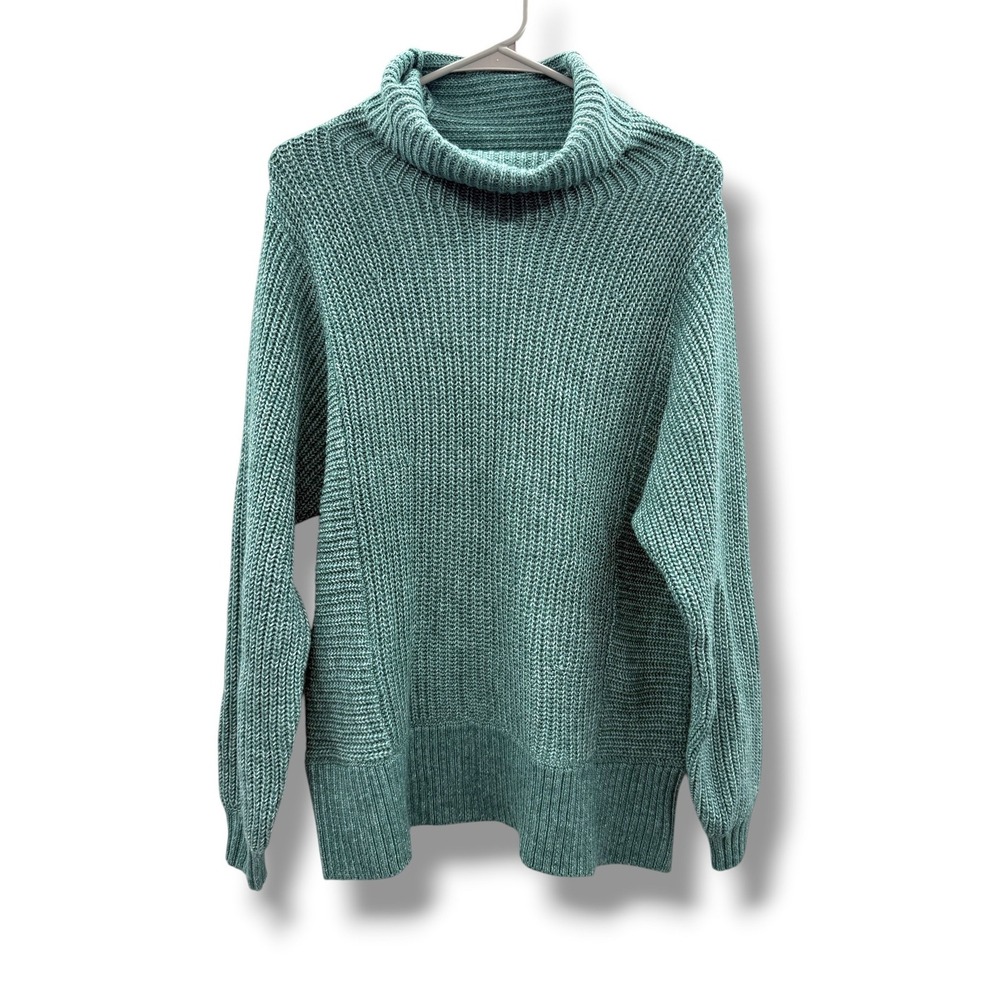 American Eagle Turtleneck Sweater Womens XS Teal Green Chunky Shaker Knit NWT
